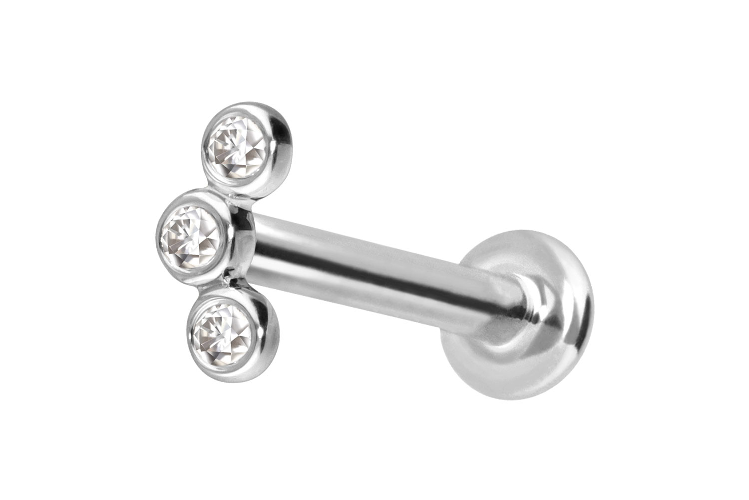 14 Karat Gold Labret Piercing mit Innengewinde MOISSANIT-BOGEN
